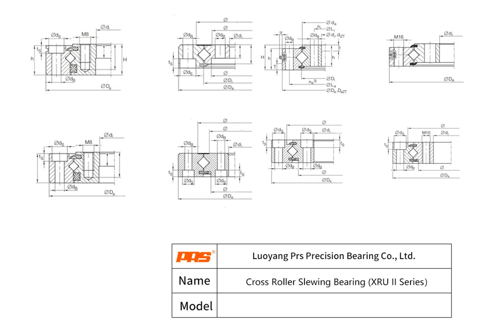 CAD Drawing and Dimensions for XRU05.0077 XRU II Series Crossed Roller Slewing Bearings