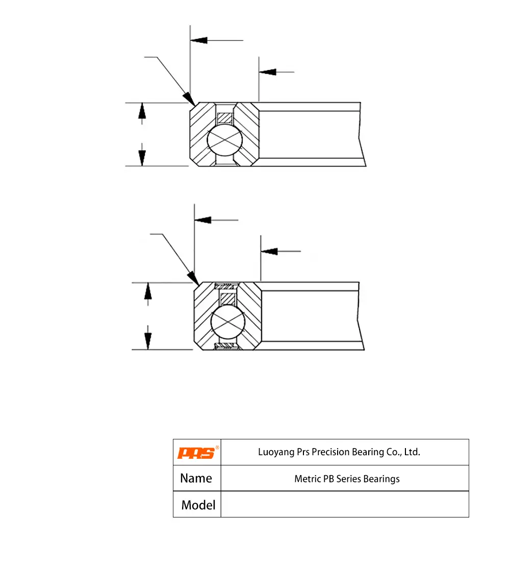 CAD Drawing and Dimensions for PB10020 Metric PB Series Bearings