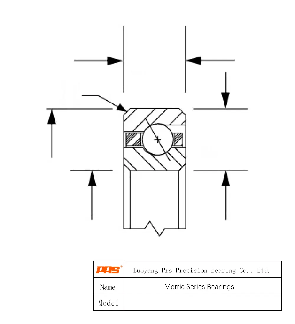 CAD Drawing and Dimensions for PA10013 Metric Series Bearing