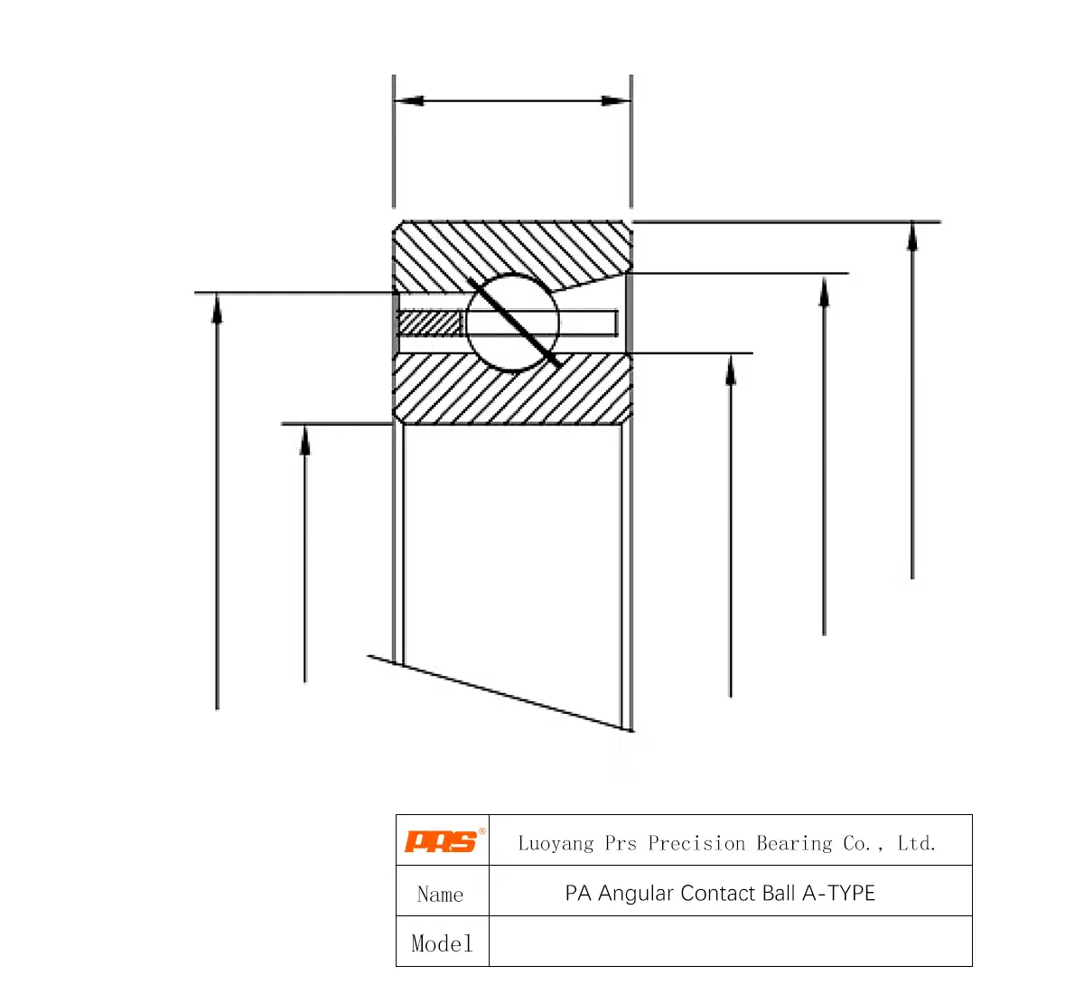 CAD Drawing and Dimensions for PAA020 PA Angular Contact Ball Series