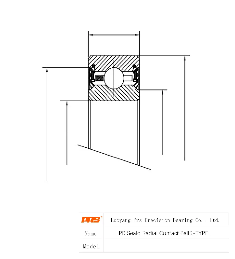 CAD Drawing and Dimensions for PR045UU PR Sealed Radial Contact Ball Bearing