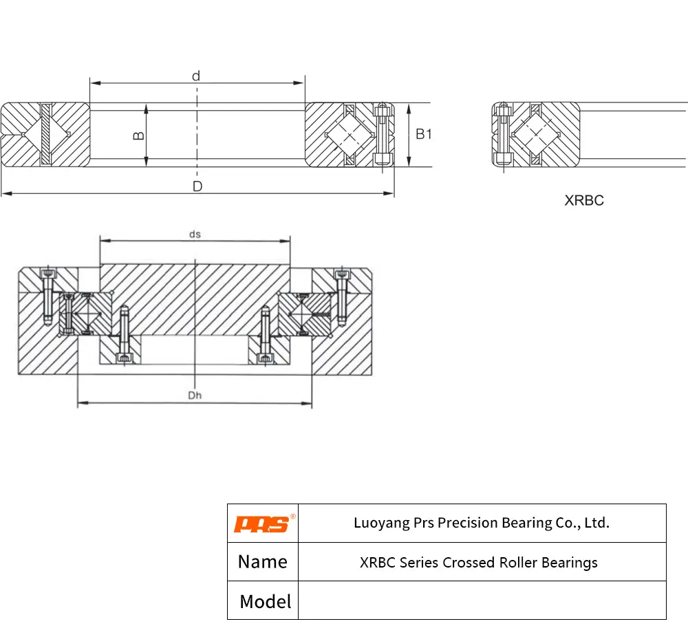 CAD Drawing and Dimensions for XRBC11020 XRBC Crossed Roller Bearings