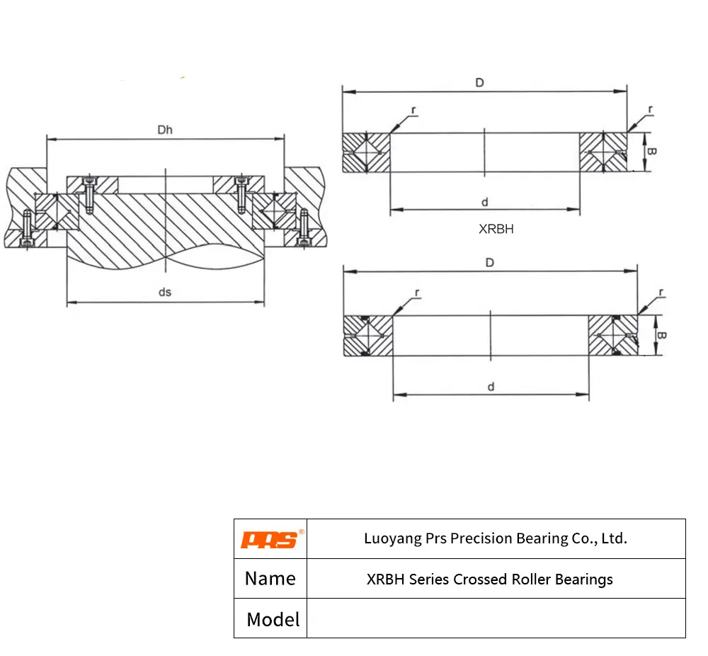 CAD Drawing and Dimensions for XRBH 12025 XRBH Crossed Roller Bearings