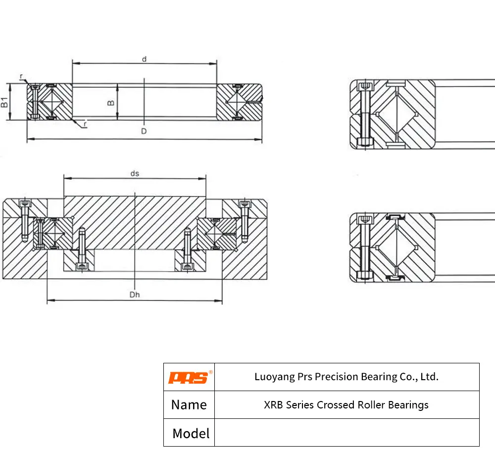 CAD Drawing and Dimensions for XRB 11012 XRB Crossed Roller Bearings