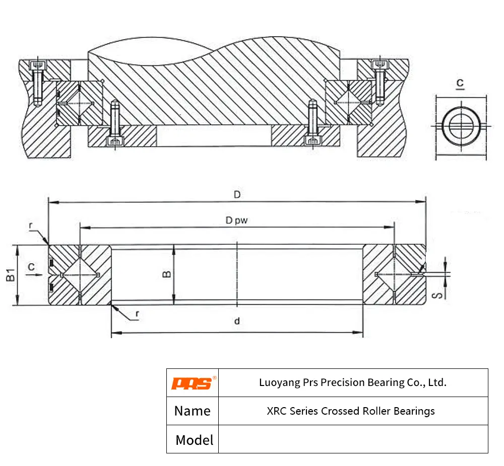 CAD Drawing and Dimensions for XRC10013 XRC Crossed Roller Bearings