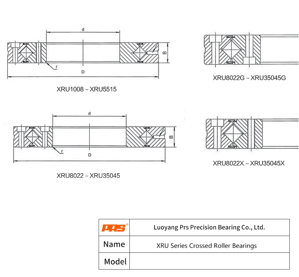 CAD Drawing and Dimensions for XRU 11528 XRU Crossed Roller Bearings