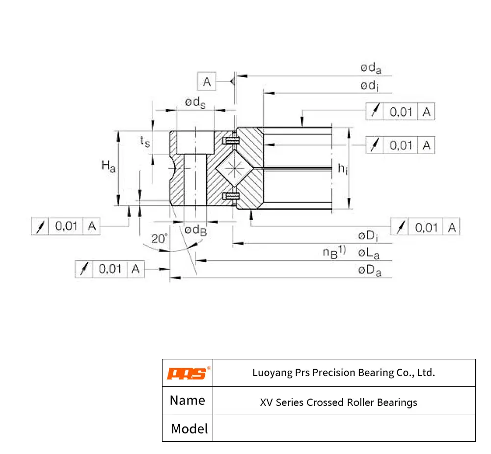 CAD Drawing and Dimensions for XV30 XV Series Crossed Cylindrical Roller Bearing